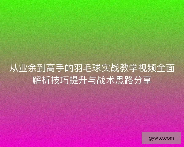 从业余到高手的羽毛球实战教学视频全面解析技巧提升与战术思路分享